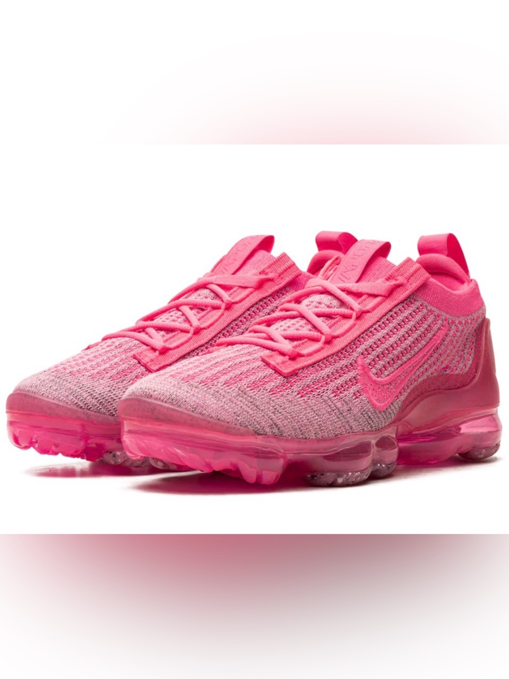 Nike Women's Pink Flyknit Air VaporMax Athletic Shoes